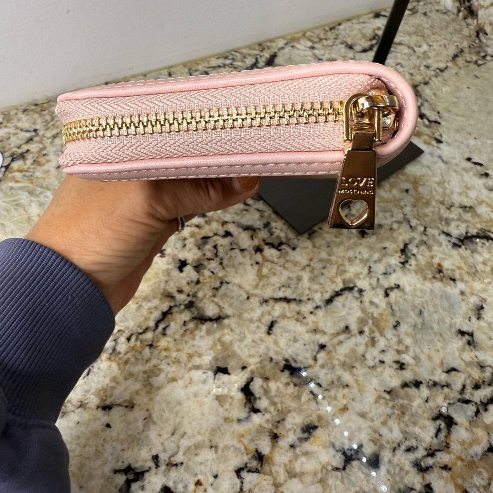 Love Moschino Portafogli Pu Rosa Zip Around Wallet Like New - Picture 4 of 14
